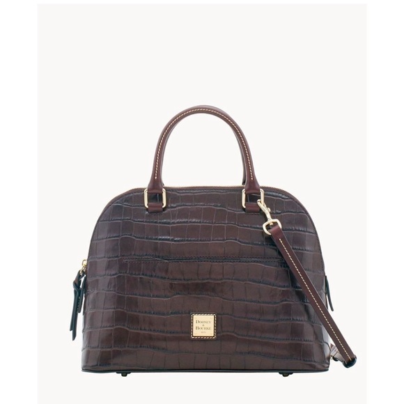 Dooney & Bourke Handbags - Dooney & Bourke Expresso Carter Structured Satchel with Gold Accents